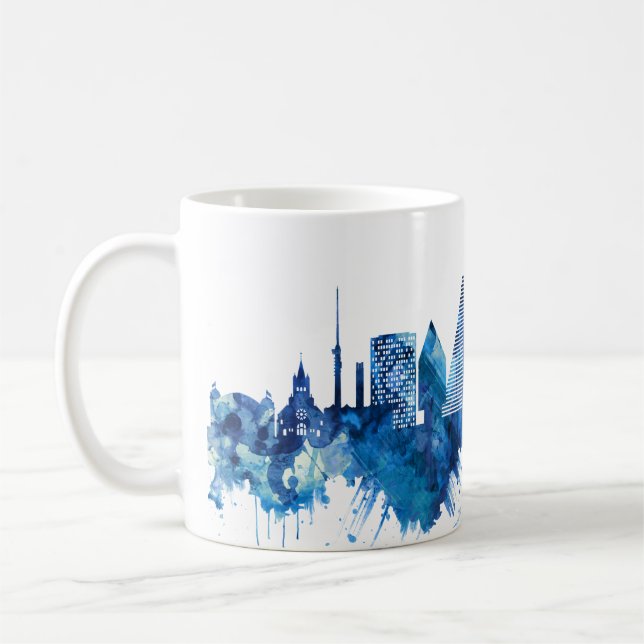 Basel Schweiz Skyline Blue Kaffemugg (Vänster)