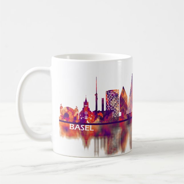 Basel Schweiz Skyline Kaffemugg (Vänster)