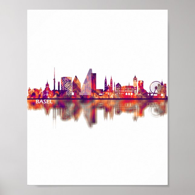 Basel Schweiz Skyline Poster (Framsidan)