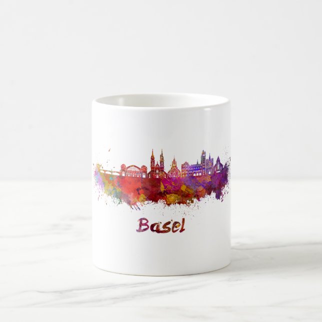 Basel skyline in watercolor kaffemugg (Center)
