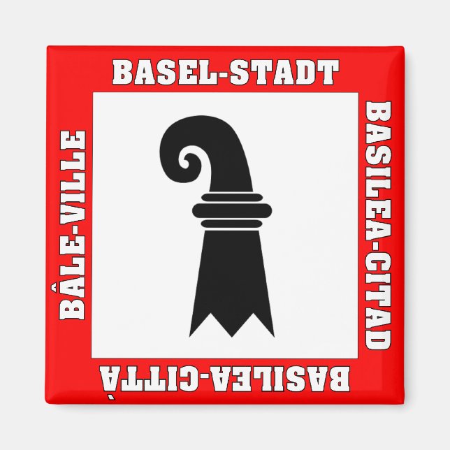 Basel Stadt Schweiz Flagga Magnet (Framsidan)