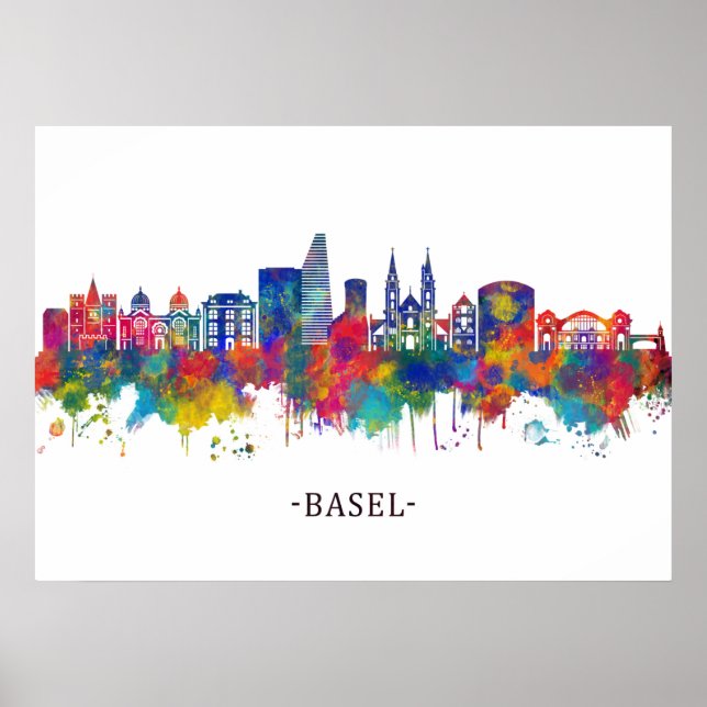 Basel Switzerland Skyline Poster (Framsidan)
