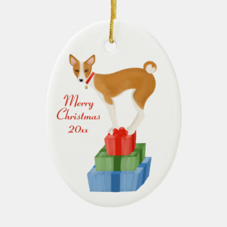 Basenji and Presents Ornament