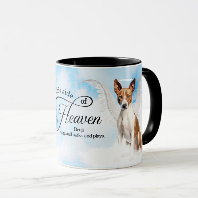 Basenji Angel Dog Heaven Personalized Memorial Mugg (Framsida höger)