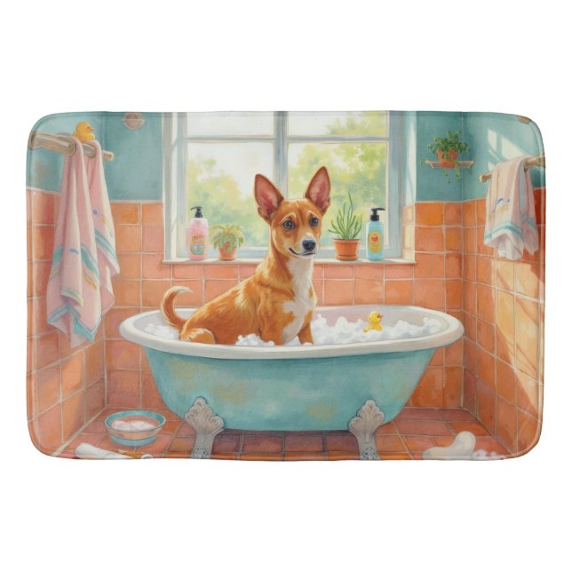 Basenji badtid Lekfull badrumsdekor Badrumsmatta (Framsidan)