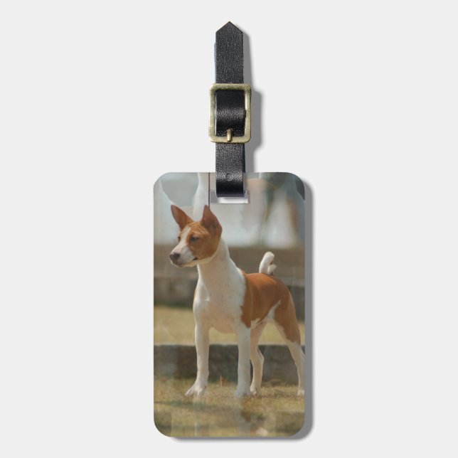 Basenji bagagemärkre bagagebricka (Vertikal Framsida)