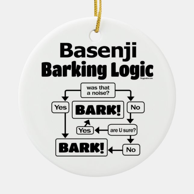 Basenji Barking Logic Julgransprydnad Keramik (Framsidan)