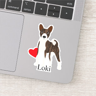 Basenji Brindle Personlig Namn Cute Klistermärken