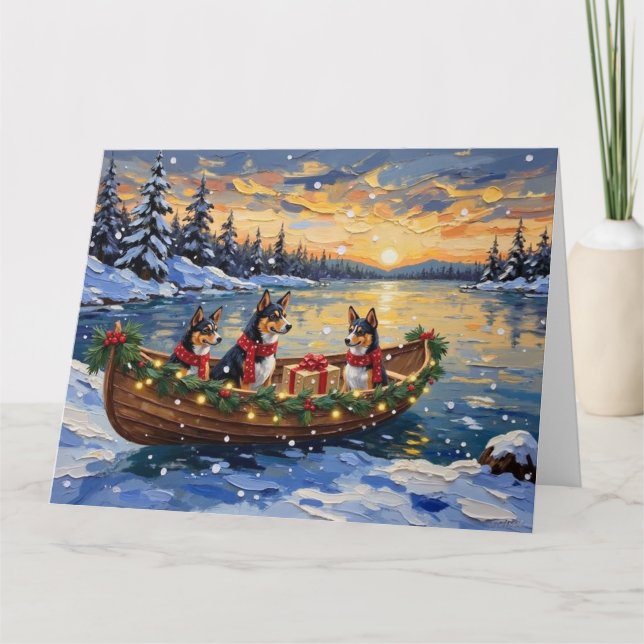 Basenji Christmas Boat Holiday Kort (Framsida)