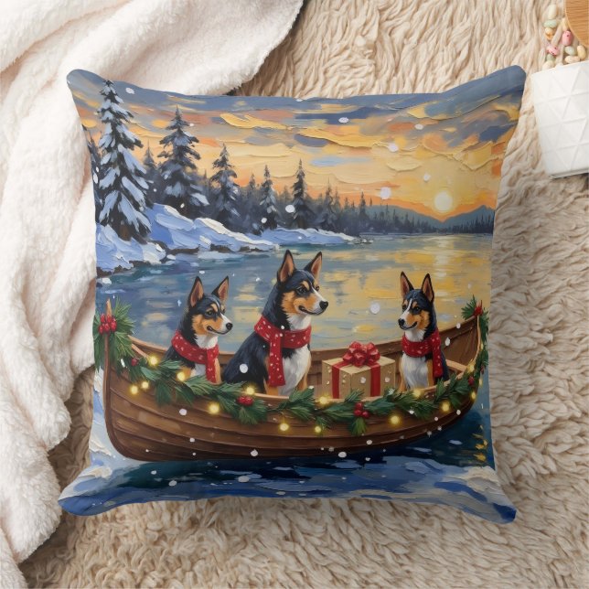 Basenji Christmas Boat Holiday Kudde (Filt)