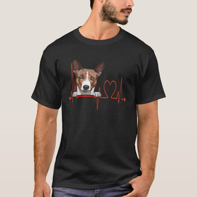 Basenji Dog Heartbeat EKG  My Dogs are My Cardio T Shirt (Framsida)