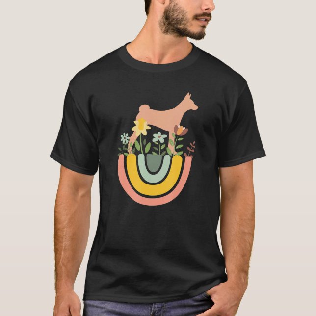Basenji Dog  Mom Dad Pet Cute  Puppy Rainbow Boho  T Shirt (Framsida)