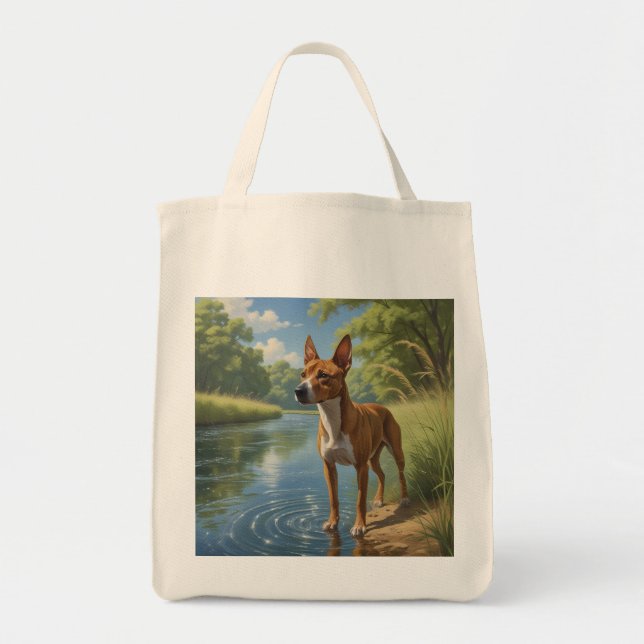 Basenji Elegant Livsmedel Tote Bag Tygkasse (Framsidan)