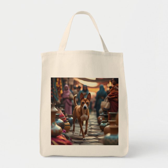 Basenji Elegant Livsmedel Tote Bag Tygkasse (Framsidan)