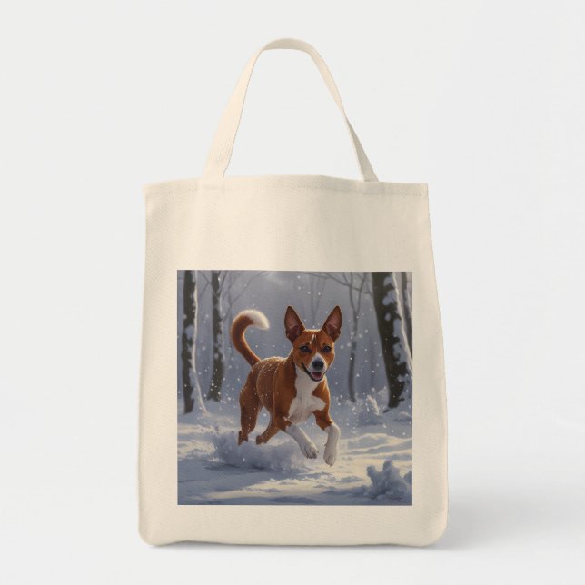 Basenji Elegant Livsmedel Tote Bag Tygkasse (Framsidan)