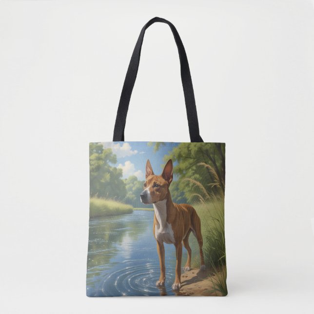 Basenji Elegant Shoulder Tote Bag Tygkasse (Framsida)