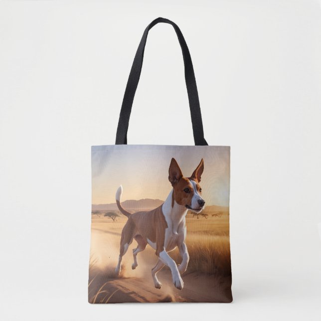 Basenji Elegant Tote Bag Tygkasse (Framsida)