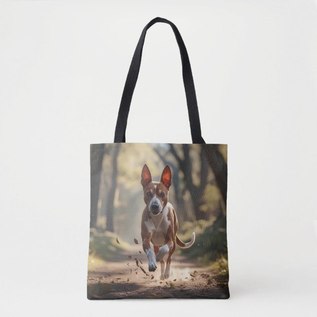 Basenji Elegant Tote Bag Tygkasse (Framsida)