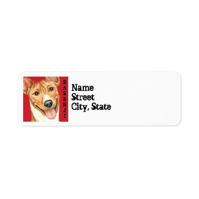 Basenji färgkvarter returadress etikett (Framsidan)
