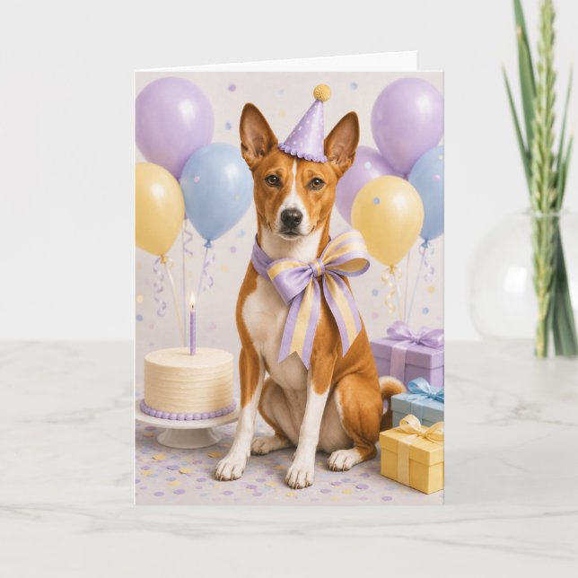Basenji Födelsedagskort | Sött Hund Födelsedagskor Kort (Framsida)