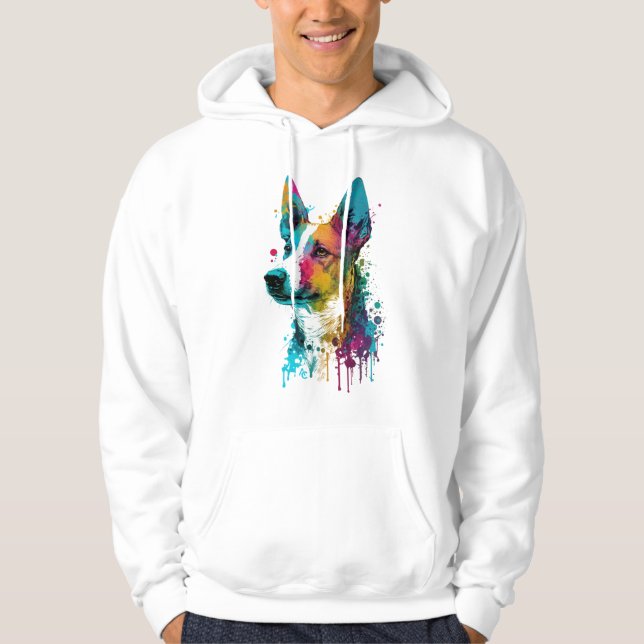 Basenji - Graffiti Neon Bläck Stänk Hoodie (Framsida)