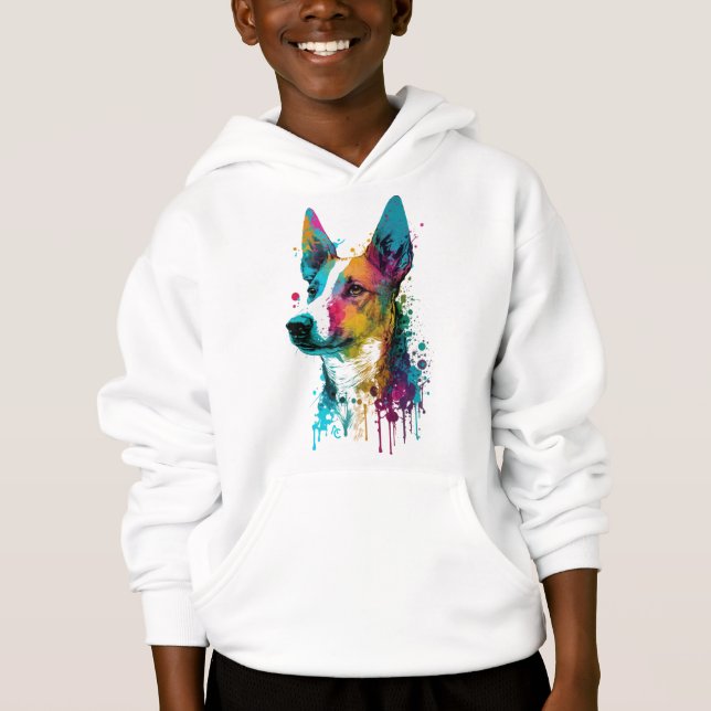 Basenji - Graffiti Neon Bläck Stänk T Shirt (Framsida)