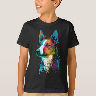 Basenji - Graffiti Neon Bläck Stänk T Shirt