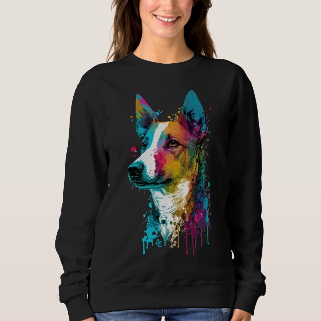 Basenji - Graffiti Neon Bläck Stänk T Shirt (Framsida)