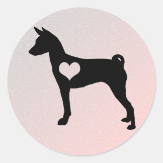 Basenji Heart Stickers Runt Klistermärke