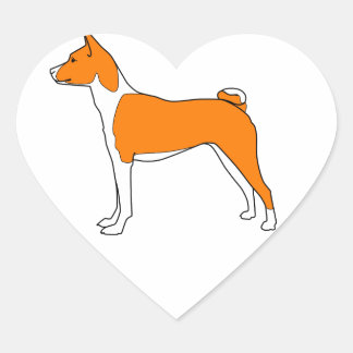 basenji-hjärta hjärtformat klistermärke