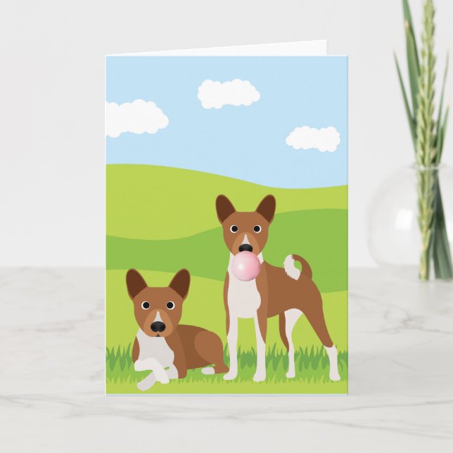 Basenji Hound Hund Animal Bubble Gum Kort (Framsida)