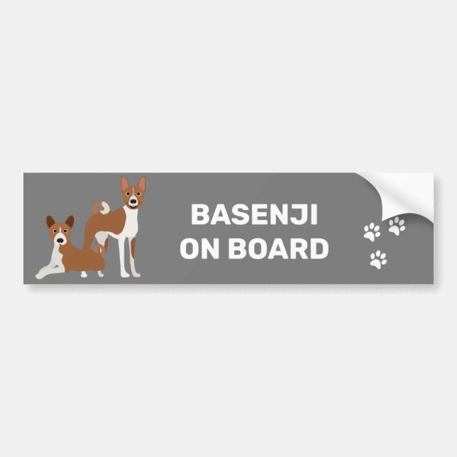 Basenji Hound On Board Red White Bildekal (Framsidan)