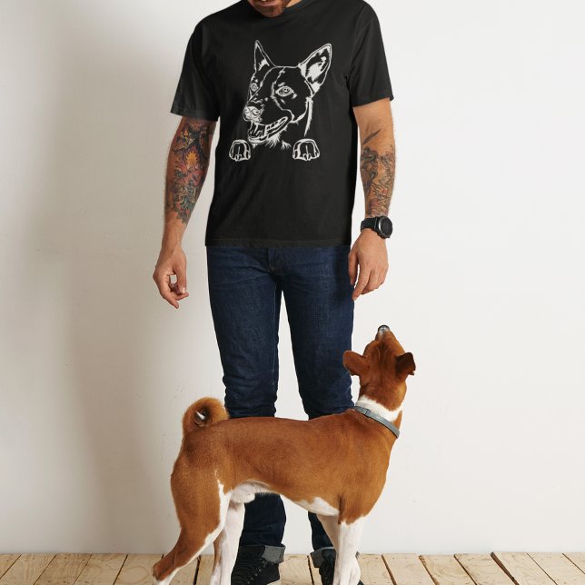 Basenji Hound Sketched Head T Shirt (Skapare uppladdad)