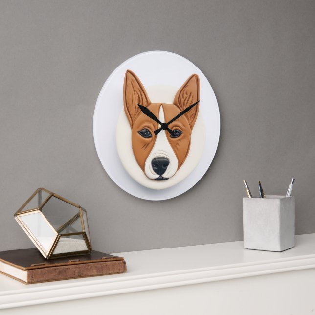 Basenji Hund 3D Inspired Stor Klocka (Kontor)
