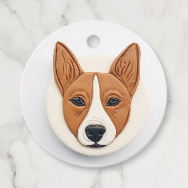 Basenji Hund 3D Inspirerad Gåvor Etiketter (Framsida)