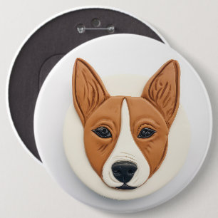 Basenji Hund 3D Inspirerad Knapp