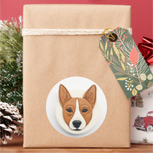 Basenji Hund 3D Inspirerad Runt Klistermärke
