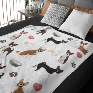 Basenji Hund älskare Brindle Red White Black Tri Fleecefilt