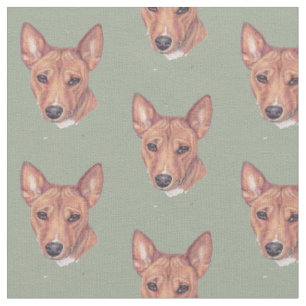 Basenji Hund Art Teckning Fabric Tyg