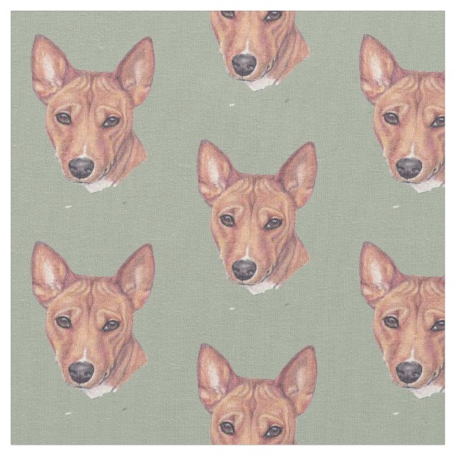 Basenji Hund Art Teckning Fabric Tyg (Närbild)