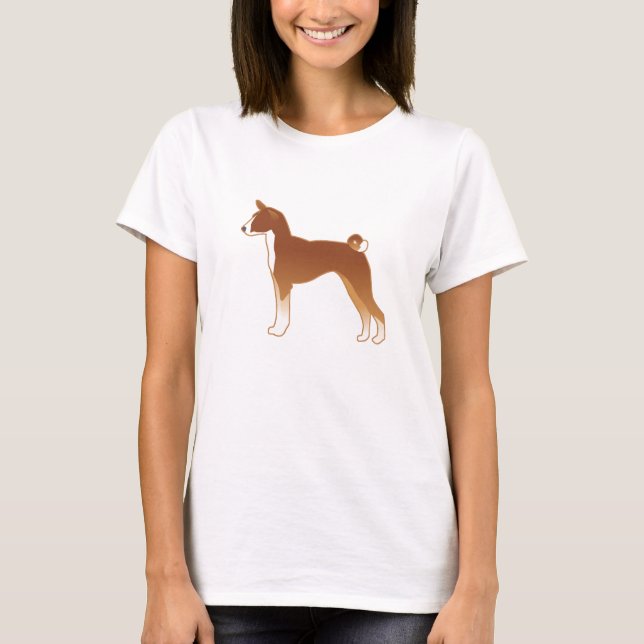 Basenji Hund aveln Illustration Silhouette Tee (Framsida)