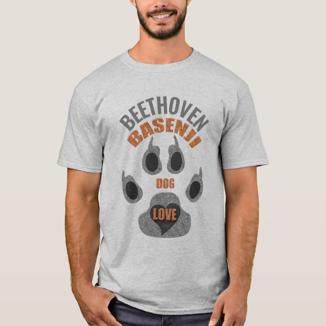 Basenji Hund aveln Kärlek med Namn Tass T-shirt (Framsida)