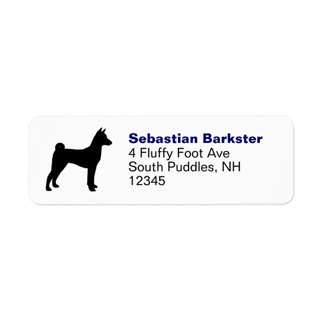 Basenji Hund aveln Silhouette Returetiketter Returadress Etikett (Framsidan)
