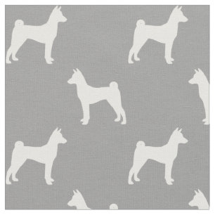 Basenji Hund aveln Silhouettes Patterned Tyg
