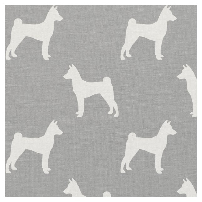 Basenji Hund aveln Silhouettes Patterned Tyg (Närbild)