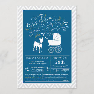 Basenji Hund Baby Shower Boy Blue Inbjudningar