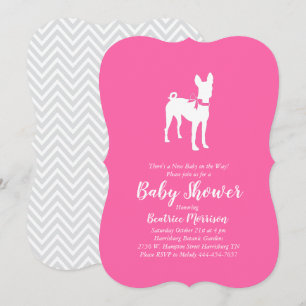 Basenji Hund Baby Shower Girl Rosa Inbjudningar