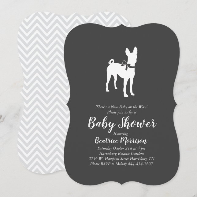 Basenji Hund Baby Shower Neutralt Inbjudningar (Fram/baksida)
