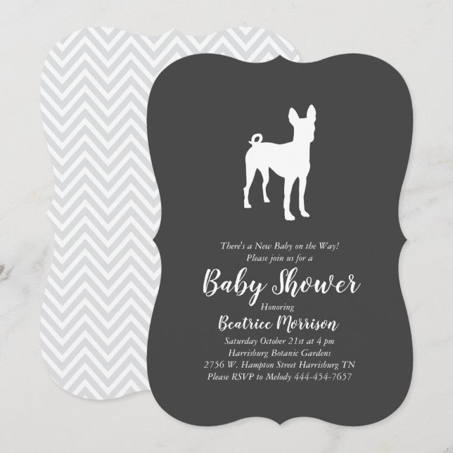 Basenji Hund Baby Shower Neutralt Inbjudningar (Fram/baksida)