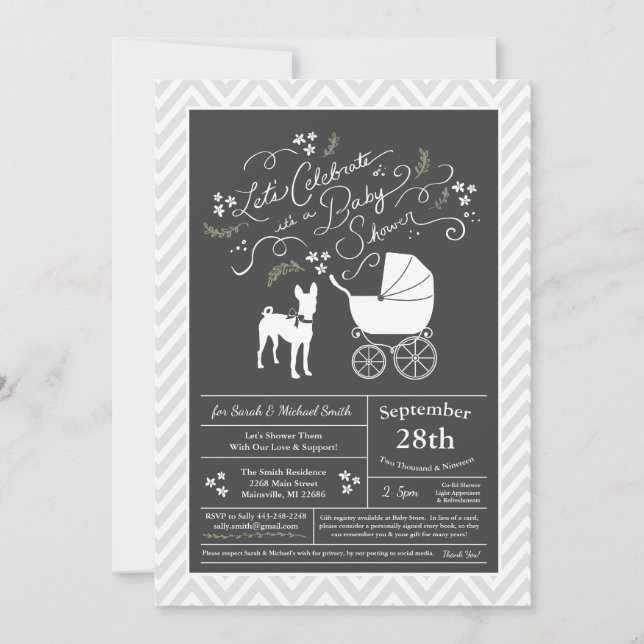 Basenji Hund Baby Shower Neutralt Inbjudningar (Framsida)